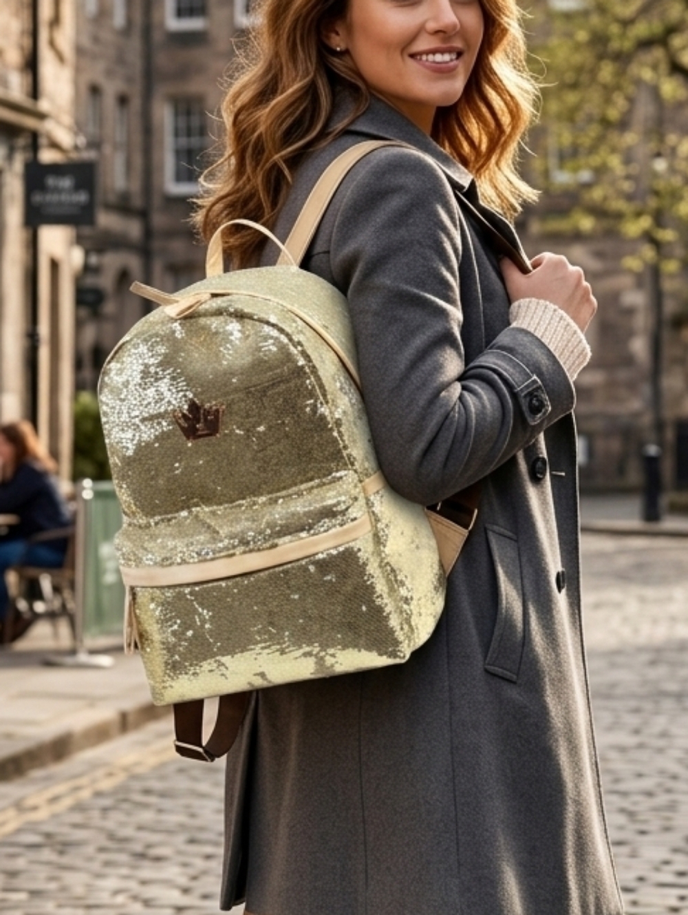 Gold Sequin Backpack